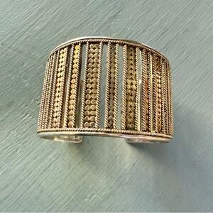 Anna Beck 925 Sterling Silver 18K Gold Wide Cuff Bracelet